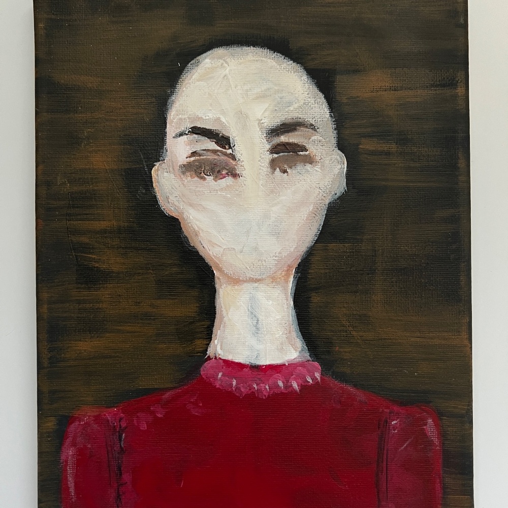 Silenced – Lady in Red - Faceless Collection | 8x10 Acrylic Abstract Art - Picture 3 of 7